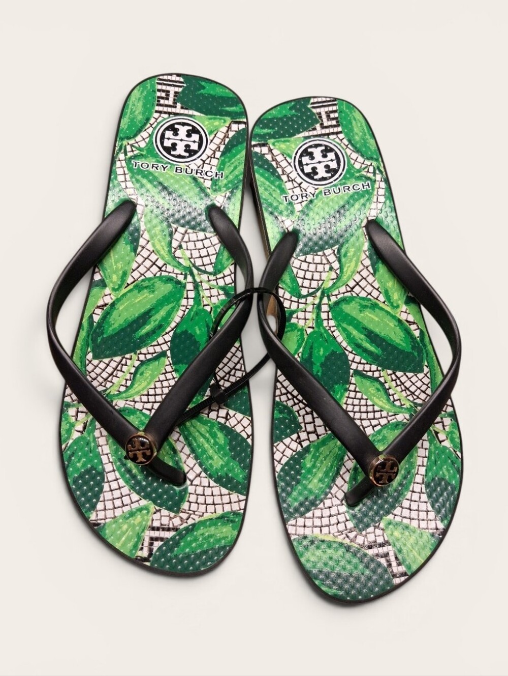 Tory Burch Thandie Tropical Leaf Platform Wedge Flip Flop Sandal ** Size 8.5 - Picture 2 of 9